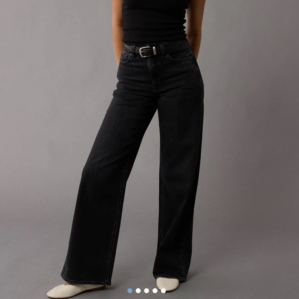 AE Dreamy Drape Stretch Curvy Super High-Waisted Baggy Wide-Leg Jean, SHORT - Picture 2 of 9